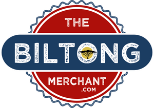 The Biltong Merchant Red, White & Blue Bottle-top Underground Design Logo